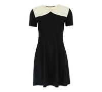 Valentino Garavani - Mini vestido de punto elástico bicolor con detalle de lazo - Dresses - Mujer - Negro - S -