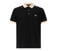 Valentino Garavani - Polo Shirt In Cotton Piquet With Vgold - Tops - Hombre - Negro - L -