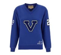 Valentino Garavani - Sudadera de Algodón Bordada - Sweatshirts & Hoodies - Mujer - Azul - S -