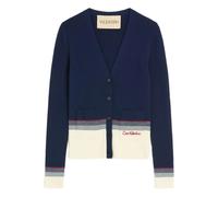Valentino Garavani - Suéter Azul con Cuello en V y Botones Frontales - Knitwear - Mujer - Azul - L -