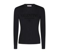 Valentino Garavani - Suéter de Cuello Redondo de Lana con Logo - Tops - Hombre - Gris - XL -