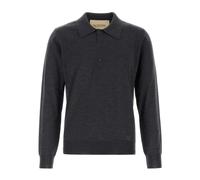 Valentino Garavani - Wool Polo With VLogo Embroidery - Tops - Hombre - Gris - S -