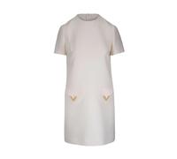 Valentino - Vlogo Signature Wool And Silk Dress - Dresses - Mujer - Blanco - S -