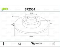 VALEO 2x Disco Freno Trasero Ø264 MM Completo para Alfa Romeo Martin 940_ 1.4 TB