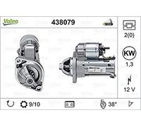 VALEO-438079-Motor de arranque- Potencia nominal: 1,3 kW - Stop & Start: NO - Número de dientes: 9 dientes - Tensión: 12 V - Sentido de rotación: CLOCKWISE