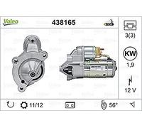 VALEO-438165-Motor de arranque- Potencia nominal: 1,9 kW - Stop & Start: NO - Número de dientes: 11/12 dientes - Tensión: 12 V - Sentido de rotación: CLOCKWISE