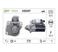 VALEO-438297-Motor de arranque- Potencia nominal: 1,8 kW - Stop & Start: YES - Número de dientes: 14 dientes - Tensión: 12 V - Sentido de rotación: CLOCKWISE