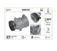Compresor del aire acondicionado R 134 a PAG 46 699197 VALEO para RENAULT