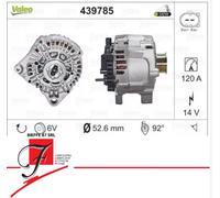 VALEO Alternador 120A 439785 6 nervaduras Smart Fortwo 451 2007-2024