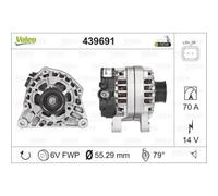 VALEO Alternador Generador 70A 14V para Citroën Xsara Break Peugeot 206 SW
