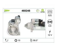 VALEO Anlasser Starter 12 V 0,9 kW 10 Dientes 2 Agujeros 77 mm