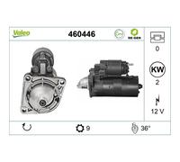 VALEO Anlasser Starter 12 V 2 kW 9 Dientes 460446 Para Opel Insignia