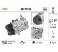 VALEO Compresor, aire acondicionado para VAUXHALL: Astra, Meriva & OPEL: Corsa, Meriva, Zafira, Combo, Astra (Ref: 699306)