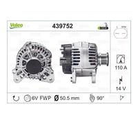 VALEO Generador Alternador 110A 14V Para VW Transporter V Bus 7HB 7HJ 7EB