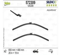 VALEO Silencio Original Aquablade Escobilla - VA309 - Kit de Mejor Rendimiento de Limpieza y Barrido en su Clase, Escobillas Térmicas de 650mm/480mm - Delanteras - Juego de 2 Escobillas - 572309