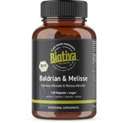 Valériane & Mélisse Bio 150 gélules | Racine de valériane & feuille de mélisse moulues | 500mg par gélule | Mis en bouteille et contrôlé en Allemagne | Végétalien - Biotiva