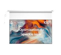 Valerion Pantalla de proyector motorizada de 100" - Blanco Mate, Zero Speckle, silencioso y Suave desenrollable para Cine en casa