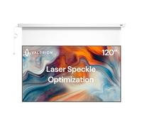 Valerion Pantalla de proyector motorizada de 120" - Blanco Mate, Zero Speckle, silencioso y Suave desenrollable para Cine en casa