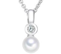 Valero Pearls Collar para Mujer Plata de ley 925 Perlas de agua dulce de cultivo Circonita Cadena de ancla