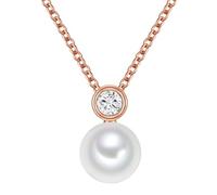 Valero Pearls Collar para Mujer Plata de ley 925 Perlas de agua dulce de cultivo Circonita Cadena de ancla