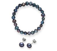 Valero Pearls Conjunto de joyería genciana / plata One Size genciana / plata