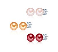 Valero Pearls Pendientes naranja oscuro / rosa / rojo sangre / plata One Size EUR
