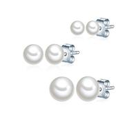 Valero Pearls Pendientes para Mujer Plata de ley 925 Perlas de agua dulce de cultivo aprox. 4,0-6,0 mm Set de tres