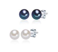 Valero Pearls Pendientes para Mujer Plata de ley 925 Perlas de agua dulce de cultivo Juego de 2