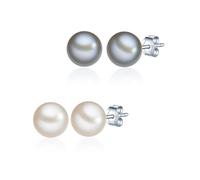Valero Pearls Pendientes para Mujer Plata de ley 925 Perlas de agua dulce de cultivo Juego de 2