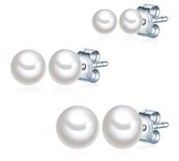 Valero Pearls Pendientes para Mujer Plata de ley 925 Perlas de agua dulce de cultivo aprox. 4,0-6,0 mm Set de tres