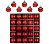 Valery Madelyn - 25 bolas de Navidad colgantes de 4 cm, mini bolas de Navidad a prueba de roturas, rojo, decoración para árbol de Navidad con colgante