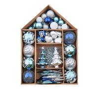 Valery Madelyn Bolas de Navidad Deseo Invernal Plateado y Azul de Navidad, Adornos de Bolas Plásticas Infrangibles, para la Decoración del Árbol de Navidad (Juego de 70)