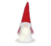 Valery Madelyn Decoración para árbol de Navidad, gnomo nódico con estrella de Papá Noel roja y blanca de 17 pulgadas, con 3 luces LED cálidas, caja de batería con temporizador (pilas no incluidas),