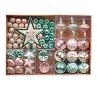 Valery Madelyn Elegante Menta Verde y Rosa Champán Dorado, Adornos de Bolas Plásticas Infrangibles de Navidad para la Decoración del Árbol de Navidad (Juego de 70, 3-6cm)