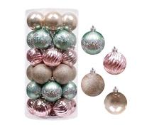 Valery Madelyn Elegante Menta Verde y Rosa Champán Dorado, Adornos de Bolas Plásticas Infrangibles de Navidad, para la Decoración del Árbol de Navidad (Juego de 30, 6cm)
