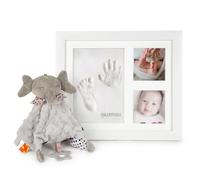 VALERYVERSE Kit Marco Huellas Bebé + Doudou Mantita de Apego Independiente - Huellas Manos y Pies con Arcilla Segura - Regalo Nacimiento y Baby Shower