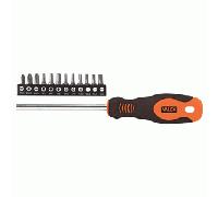 VALEX SERIE 13 PZ Cacciavite Magnético Porta-Bits ARANCIO NEGRO 1/4"