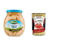 Valfrutta Fagioli Corona, frijoles italianos Corona, legumbres, verduras, frijoles cocidos, cristal 360 g + lata italiana gourmet Polpa di Pomodoro de 400 g