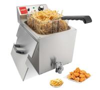 Valgus Freidora Eléctrica Profesional en Acero Inoxidable 3300W 13L | Freidora de Gran Capacidad con Cesta y Tapa, Sistema de Desagüe