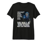 Valhalla Donde los Valientes Pueden Vivir para Siempre Lobo Vikingo Camiseta Premium