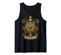 Valhalla Escudo Vikingo Vegvísir Hachas Runas Nórdicas Camiseta sin Mangas