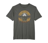 Valhalla Mitología Nórdica Negro Cuervo Vikingo Camiseta, Hombre Tallas Grandes, Asfalto, 6X Alto