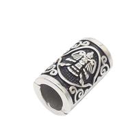 VALHALLA Wikinger Barba Perla 316L Acero Plata Acero Inoxidable Gran Apertura Cierre, extra big, Piedra preciosa, No.
