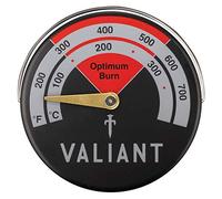 Valiant - Quemador de leña magnético y termómetro para Estufa, Color Rojo, 63 mm