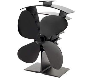 Valiant Ventilador de estufa de leña alimentado por calor, Premium IV | ventilador para estufa, ventilador de chimenea sin electricidad, reparto del calor, 4 aspas, negro