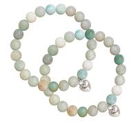 Valicaer 2 pulseras de bendición para mujer, joyería de cristal de piedra natural, cuentas de cebra y camm de corazón para meditación, relajación, adolescentes, ginebras, talla única, Piedra, Piedra