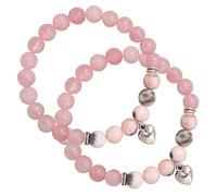 Valicaer 2 pulseras de bendición para mujer, joyería de cristal de piedra natural, cuentas de cebra y camm de corazón para meditación, relajación, adolescentes, ginebras, talla única, Piedra, Piedra