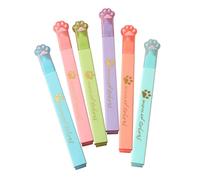 Valicaer 6Pcs Highlighter Subrayadores Colores Pastel, Bonita Pata de Gato Marcadores de Punta Biselada Regulable para Llevar Un Diario Resaltar y Estudiar, Resaltadores para Material Escolar Oficina