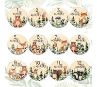 Valicaer Juego de 12 tarjetas de madera para bebés recién nacidos, tarjetas esenciales de doble cara, accesorios de sesión de fotos para nuevos padres