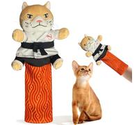 Valicaer Ka-rate Ki-tty - Guante de lucha libre para gatos con manga de brazo, Ka-rate Ki-tty para marionetas de lucha libre de gatos, juguete de lucha con patas móviles y bolsa de hierba gatera